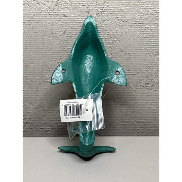 Dolphin Wall Hook, Distressed Wrought Iron, Nautical Decor - Picture 2 of 3